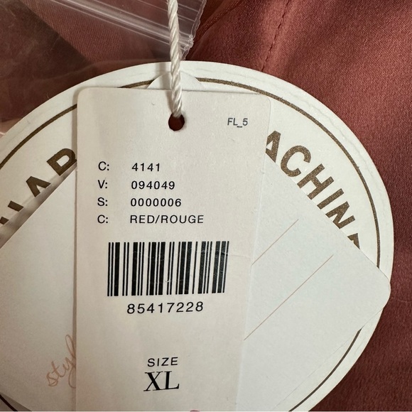 Anthropologie Papinelle Audrey Pure Silk Long Sleeve Red Button Up Top Sz XL NWT - Picture 6 of 7